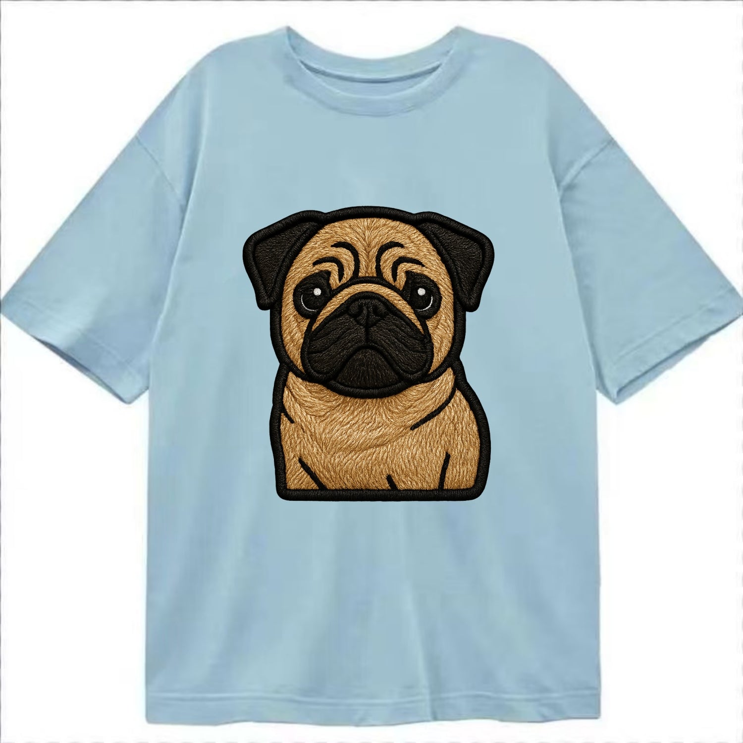 Pug - Contemporary wrinkled design with - Classic T-shirt - Light Blue