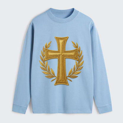 Victory Cross  - Classic Long Sleeve Shirt - Light Blue