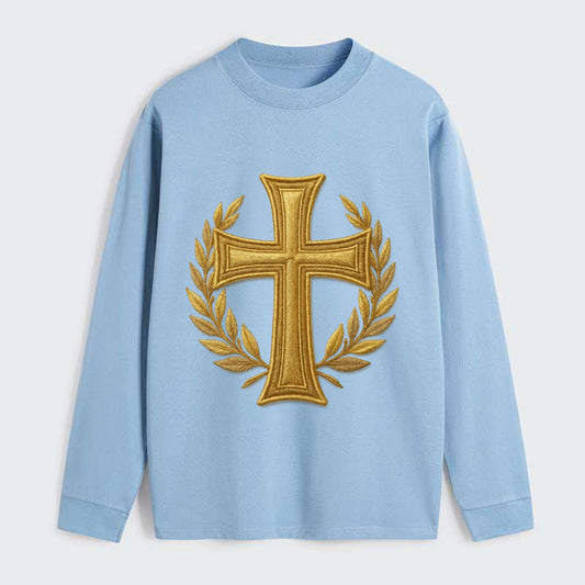 Victory Cross  - Classic Long Sleeve Shirt - Light Blue