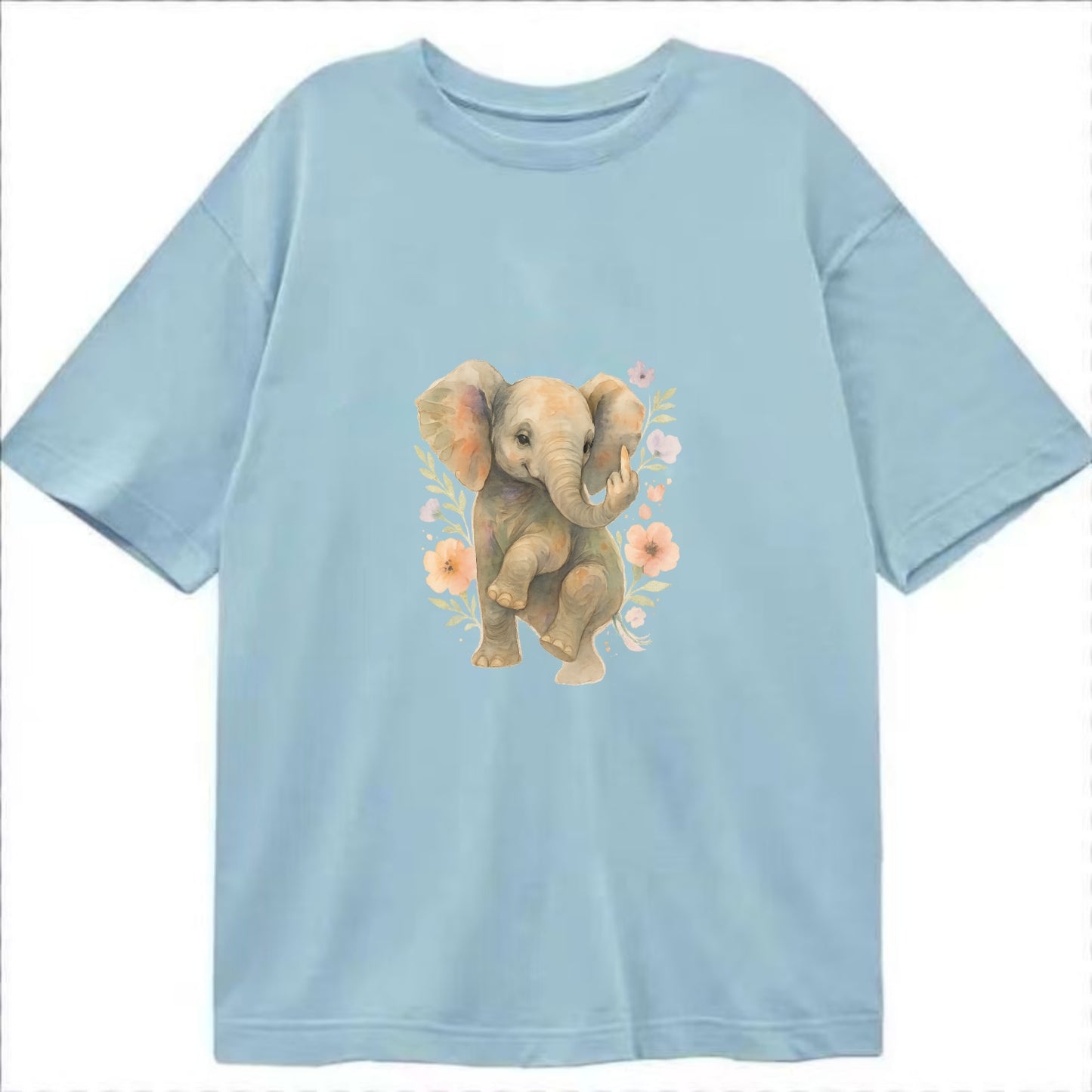 baby elephant with trunk up, one foot raised with middle toe extended - Classic T-shirt - Light Blue