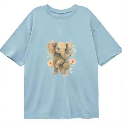 baby elephant with trunk up, one foot raised with middle toe extended - Classic T-shirt - Light Blue