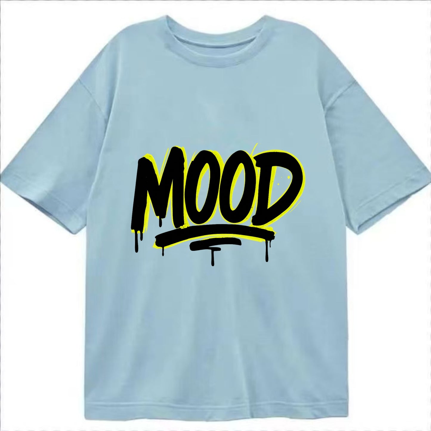 Bold typography design - "MOOD" - current state, feeling it - Classic T-shirt - Light Blue