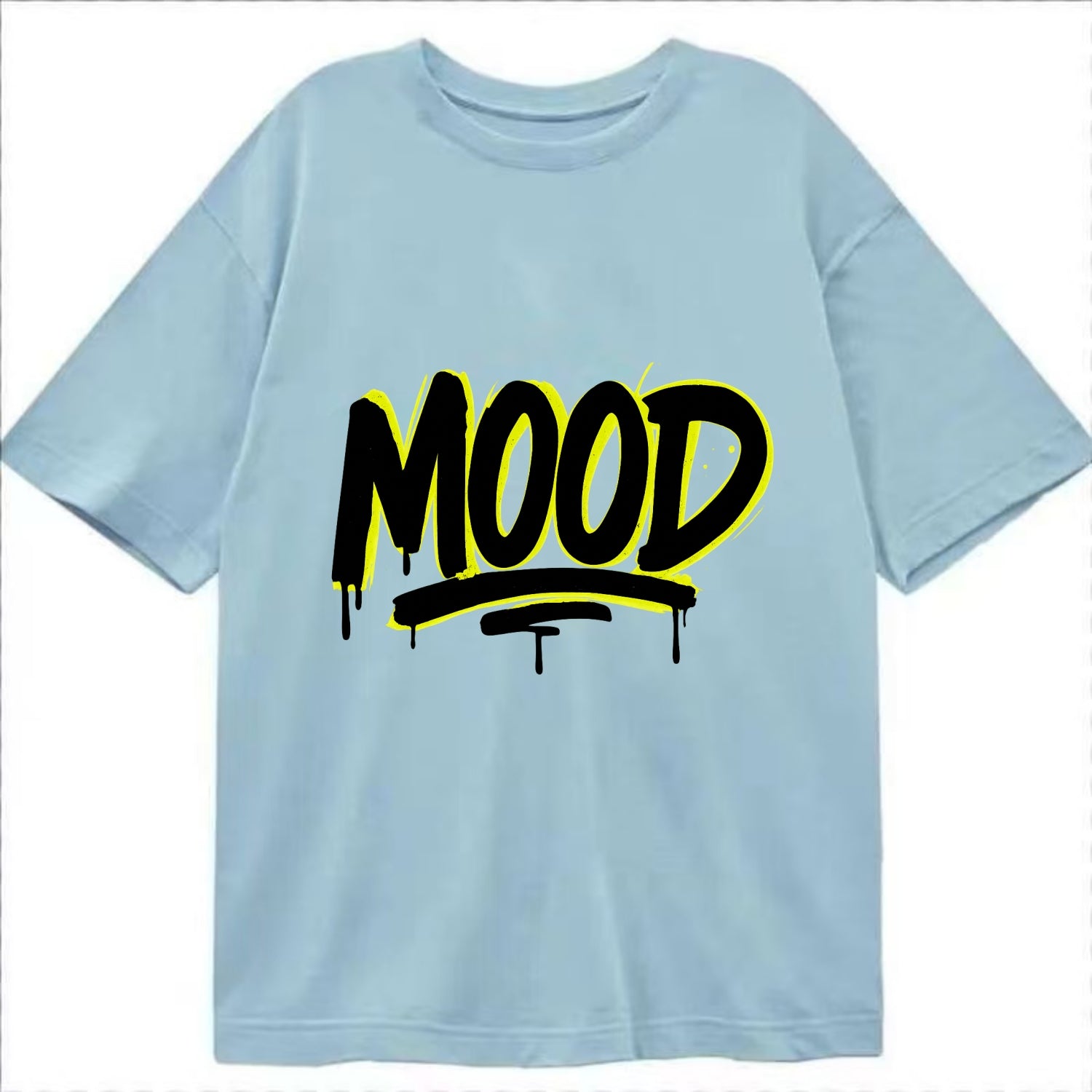 Bold typography design - "MOOD" - current state, feeling it - Classic T-shirt - Light Blue