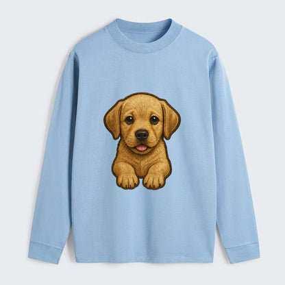 Baby Labrador Retriever Puppy - yellow/black/chocolate, soulful eyes, - Classic Long Sleeve Shirt - Light Blue