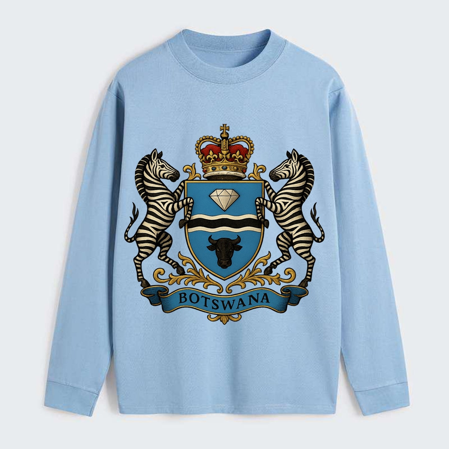 Botswana Heritage Badge - Classic Long Sleeve Shirt - Light Blue