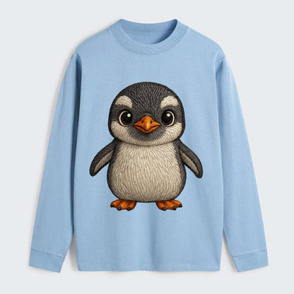 Baby Gentoo Penguin - orange beak, white cap, bright eyes, - Classic Long Sleeve Shirt - Light Blue