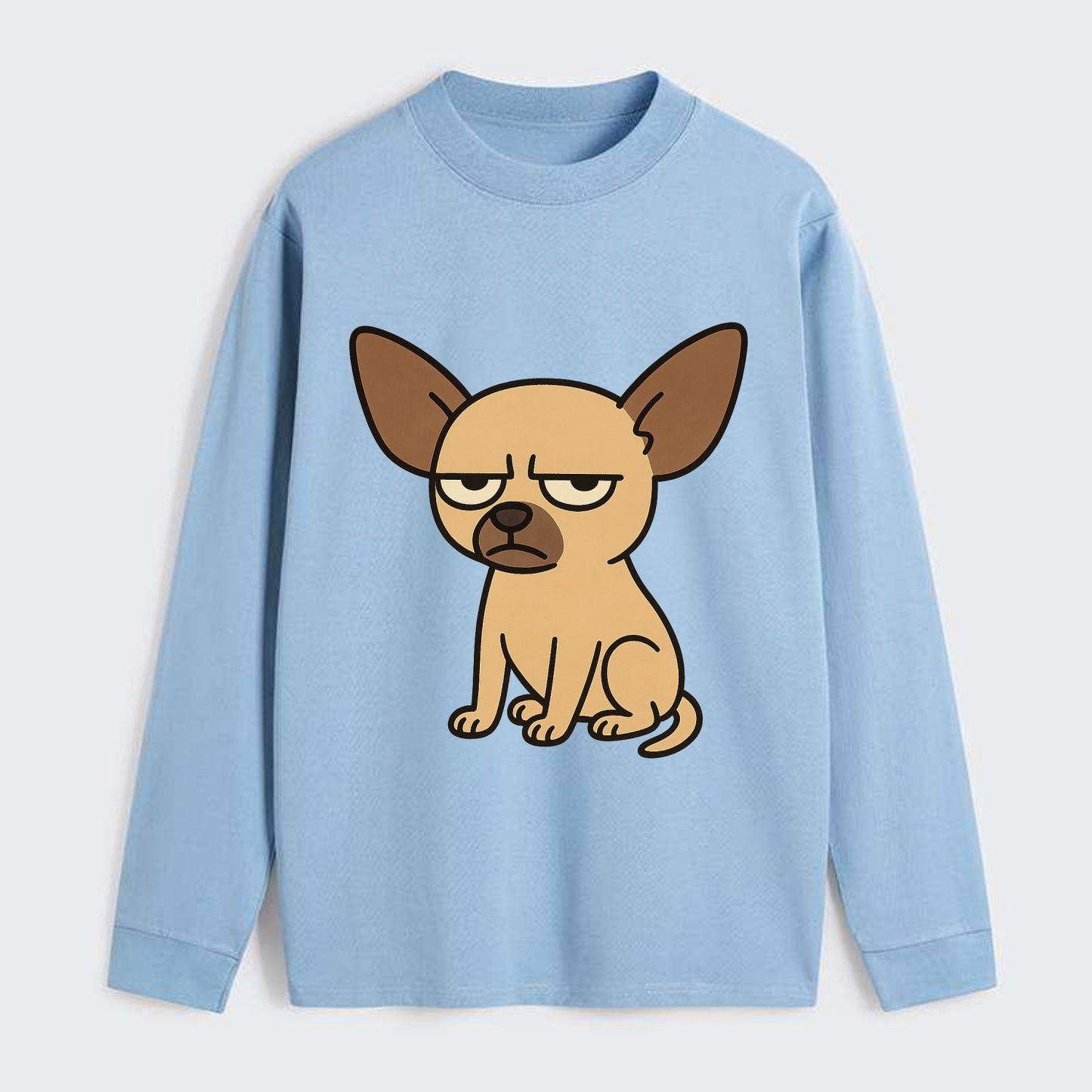The Chihuahua Judging Silently - Classic Long Sleeve Shirt - Light Blue