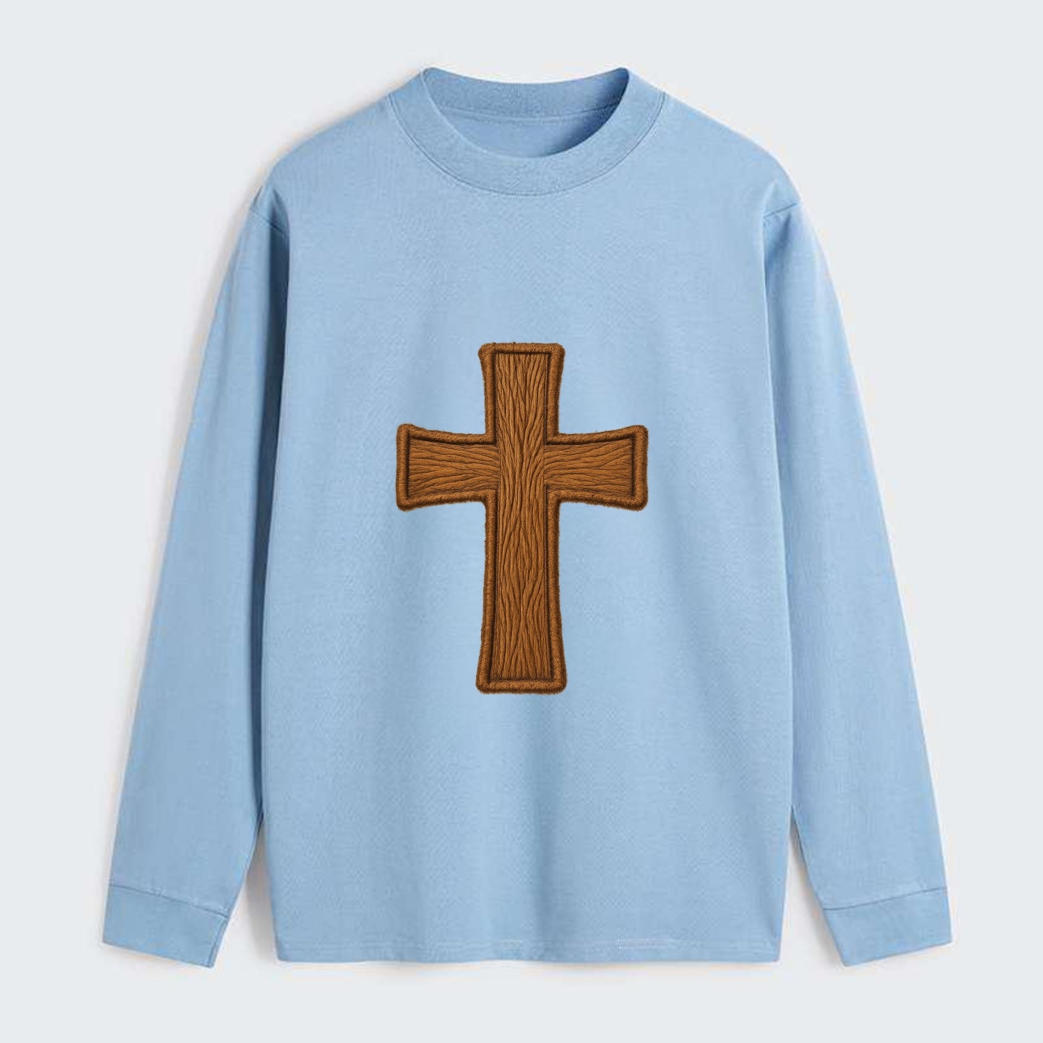 Carved Cross  - Classic Long Sleeve Shirt - Light Blue