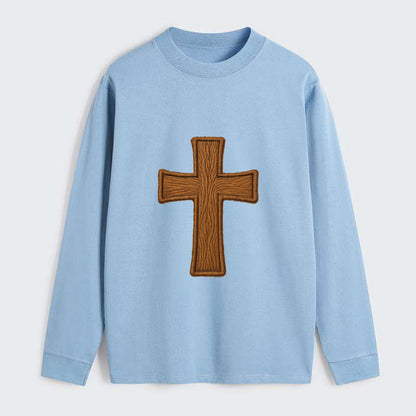 Carved Cross  - Classic Long Sleeve Shirt - Light Blue