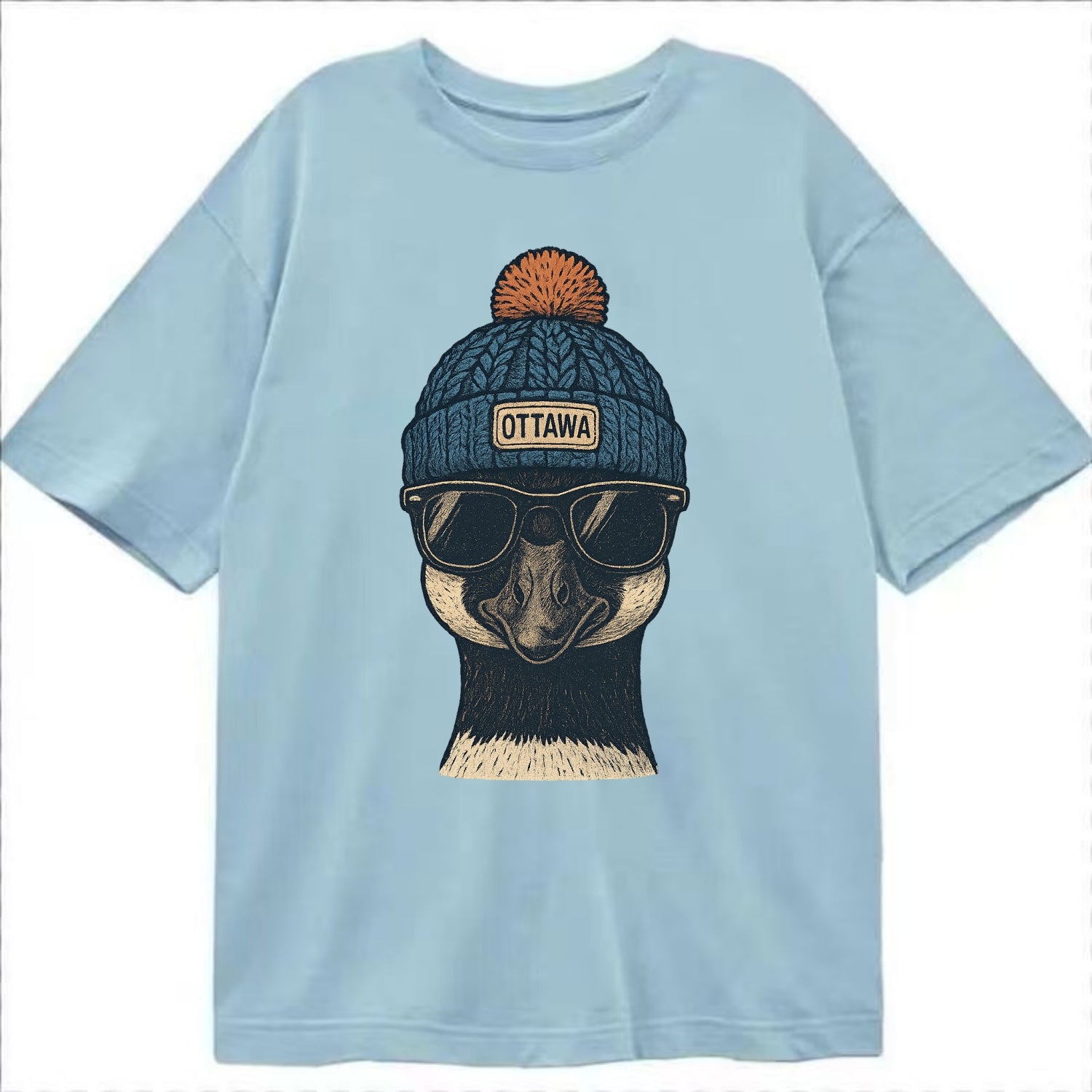 Ottawa Canadian Goose wearing Ottawa bea - Classic T-shirt - Light Blue