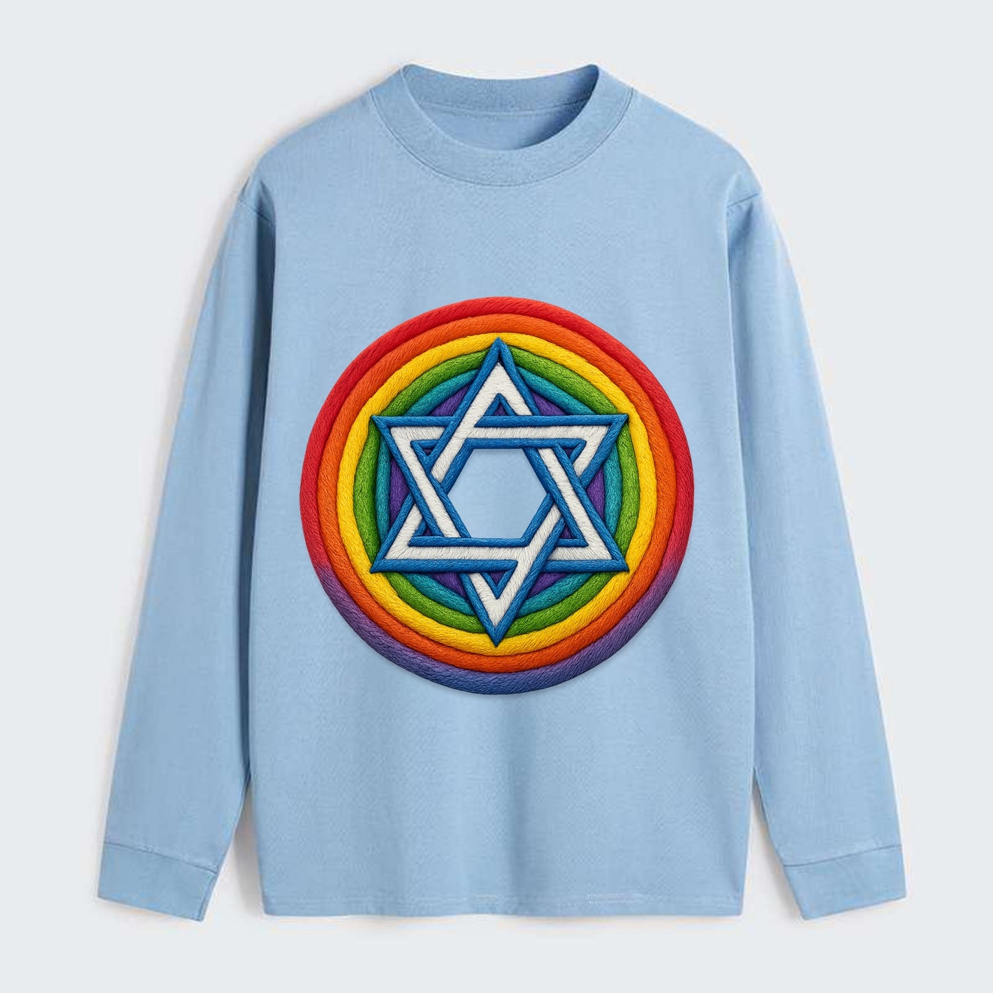 Star of David  - Classic Long Sleeve Shirt - Light Blue