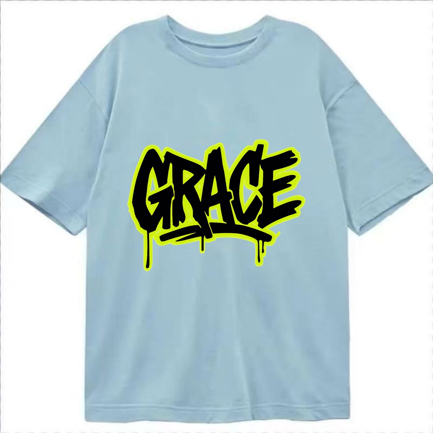 Bold typography design - "GRACE" - elegance under pressure, divine favor - Classic T-shirt - Light Blue
