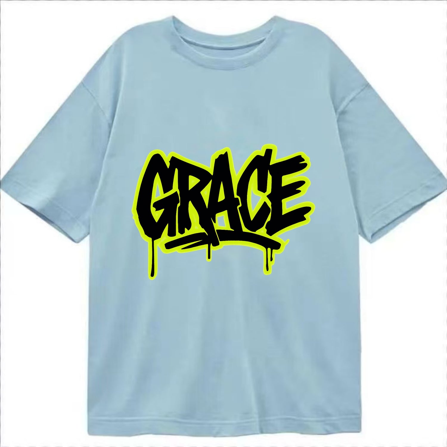 Bold typography design - "GRACE" - elegance under pressure, divine favor - Classic T-shirt - Light Blue