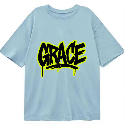 Bold typography design - "GRACE" - elegance under pressure, divine favor - Classic T-shirt - Light Blue