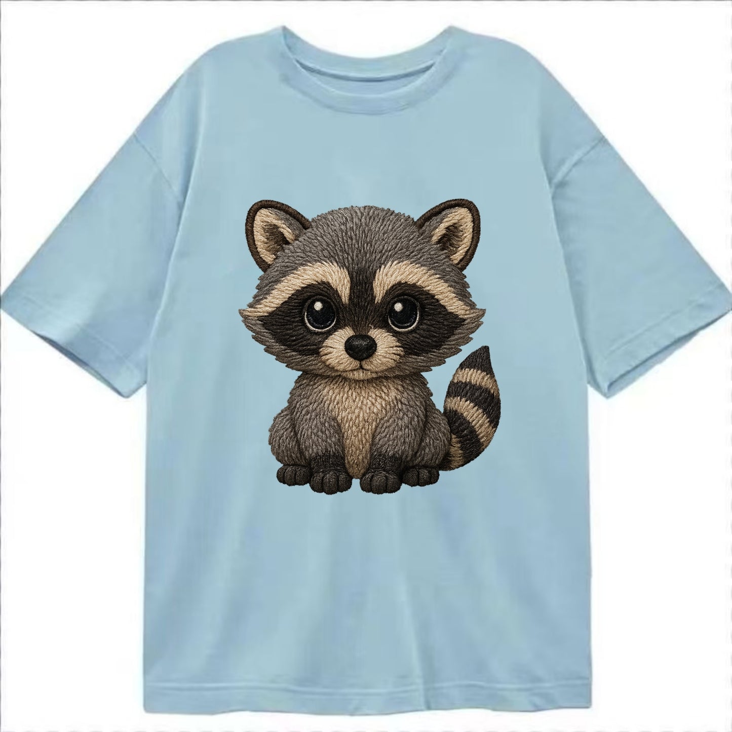 Baby Raccoon - gray fur, black mask, ringed tail, bright curious eyes, - Classic T-shirt - Light Blue