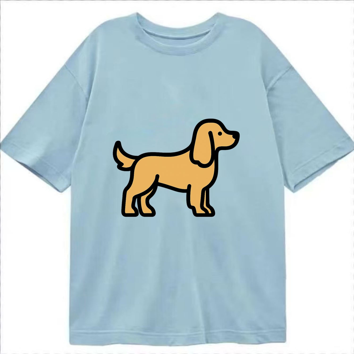 Cocker Spaniel - Golden colored flat side profile - Classic T-shirt - Light Blue