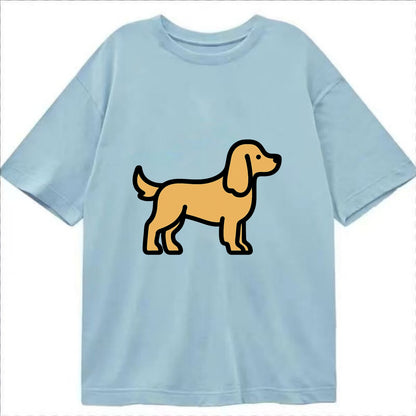 Cocker Spaniel - Golden colored flat side profile - Classic T-shirt - Light Blue