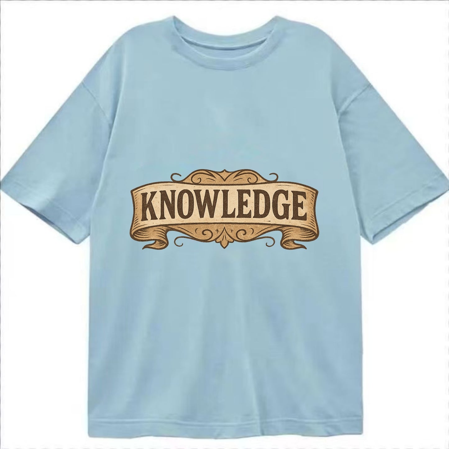 Bold typography design - "KNOWLEDGE" - learning, understanding - Classic T-shirt - Light Blue