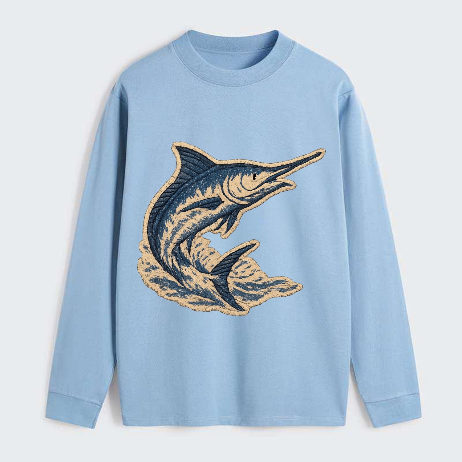 SWORDFISH MARLIN - leaping marlin in blue and silver , sport fishing - Classic Long Sleeve Shirt - Light Blue