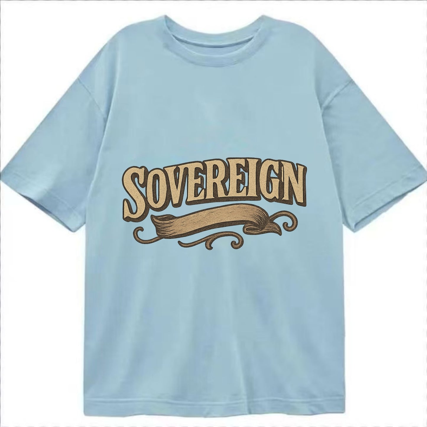 Bold typography design - "SOVEREIGN" - self-ruled, autonomous, in control - Classic T-shirt - Light Blue