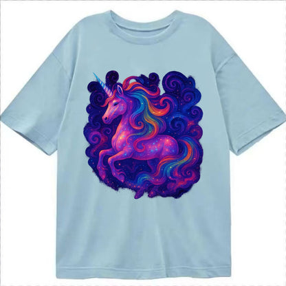 Magical unicorn with flowing rainbow gradient mane, iridescent horn with spiral - Classic T-shirt - Light Blue