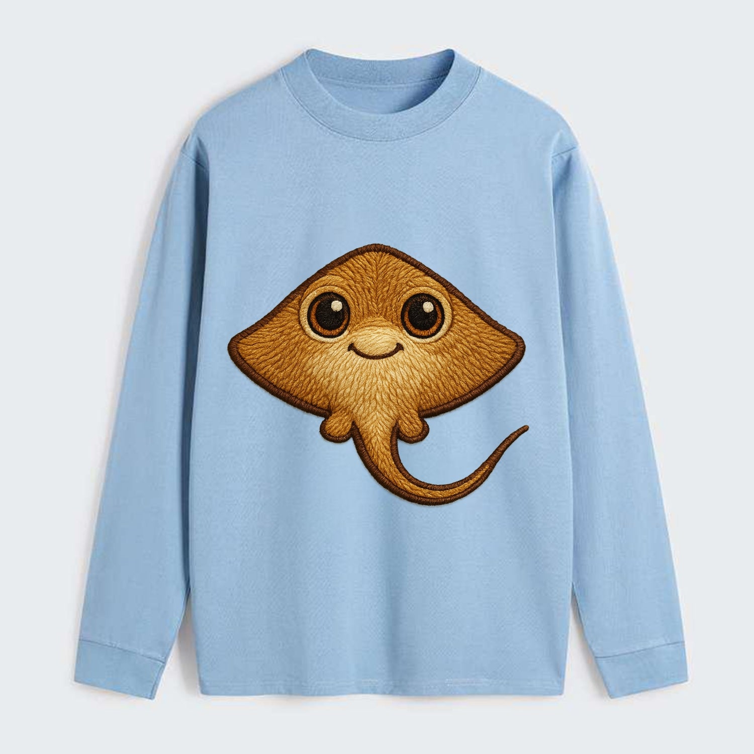Baby Stingray - flat body, long tail, eyes on top, front-facing, - Classic Long Sleeve Shirt - Light Blue