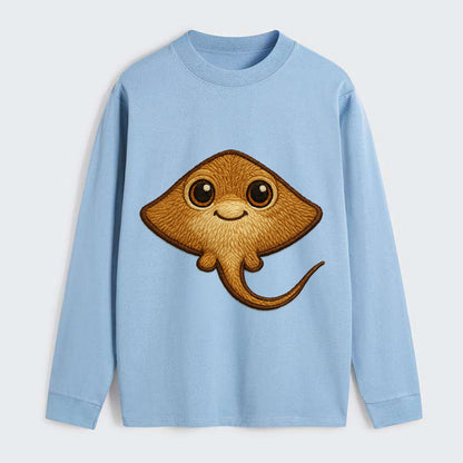 Baby Stingray - flat body, long tail, eyes on top, front-facing, - Classic Long Sleeve Shirt - Light Blue
