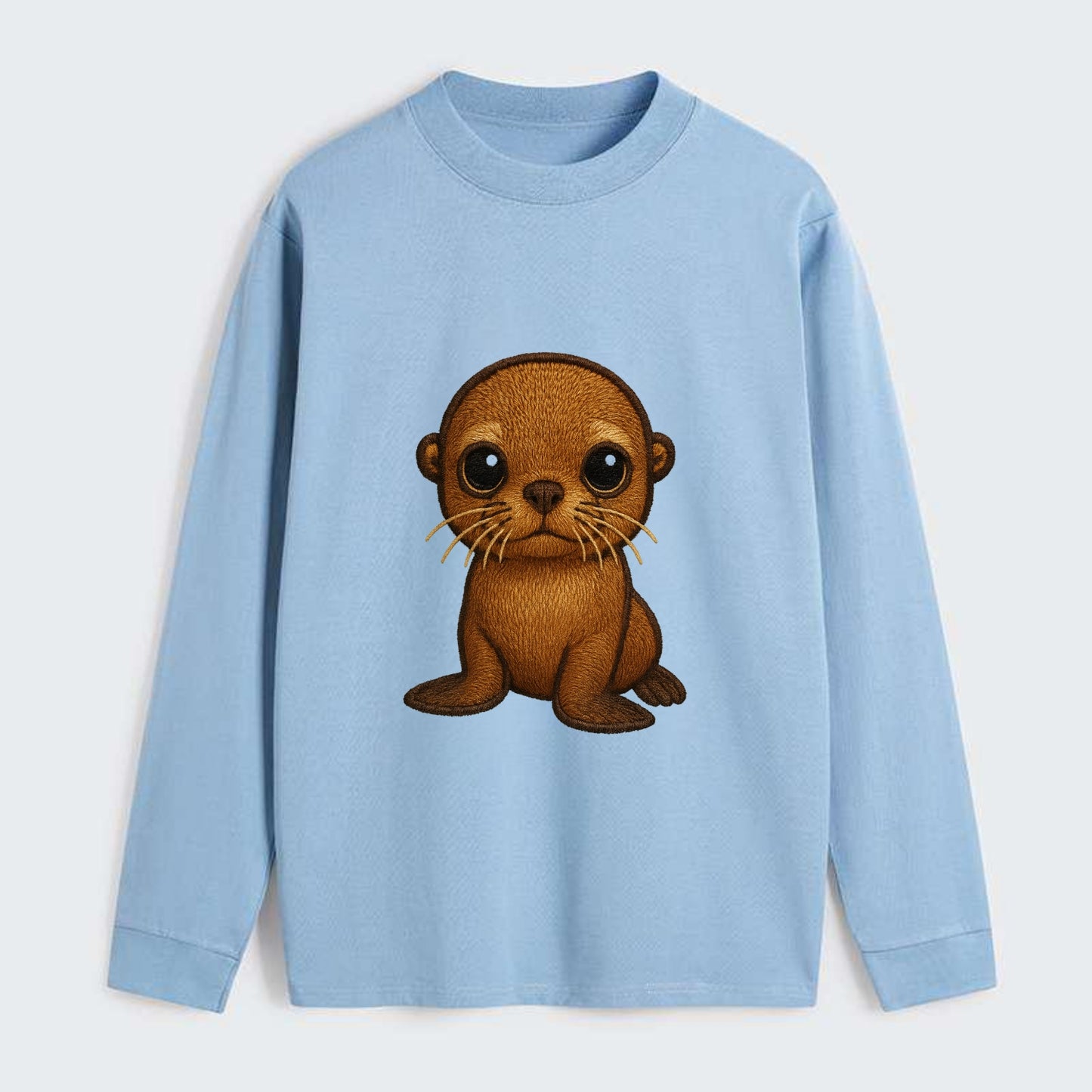 Baby California Sea Lion - golden brown, large expressive eyes, - Classic Long Sleeve Shirt - Light Blue