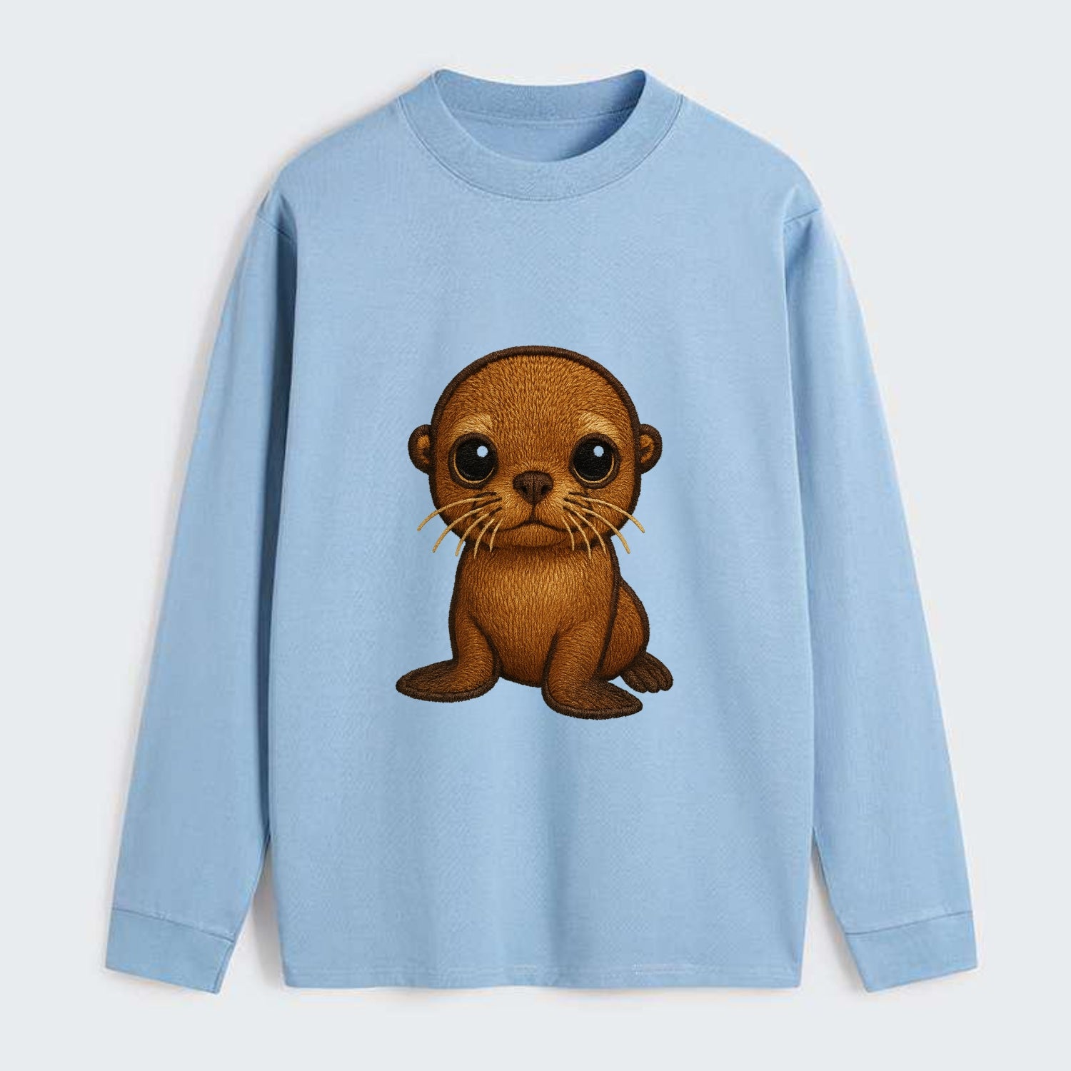 Baby California Sea Lion - golden brown, large expressive eyes, - Classic Long Sleeve Shirt - Light Blue