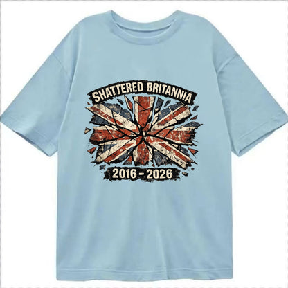 SHATTERED BRITANNIA | Cracked broken Union Jack | Fragmented glass effect | - Classic T-shirt - Light Blue