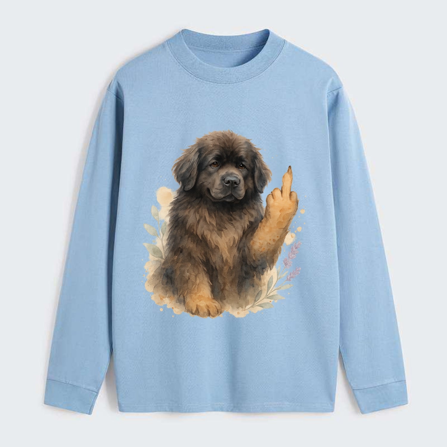 Newfoundland fluffy bear-like with webbed paws, massive gentle paw up - Classic Long Sleeve Shirt - Light Blue