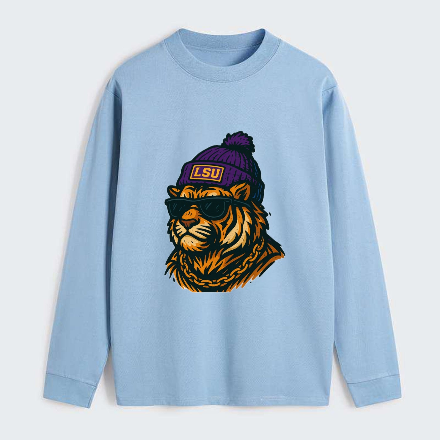 LSU Mike Tiger - Classic Long Sleeve Shirt - Light Blue