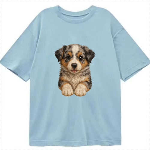 Baby Australian Shepherd Puppy - merle coat, bright eyes, fluffy, front-facing, - Classic T-shirt