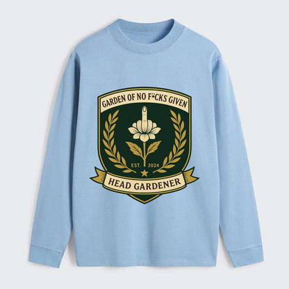 Shield with middle finger flower - "Garden of No F*cks Given - Head - Classic Long Sleeve Shirt - Light Blue
