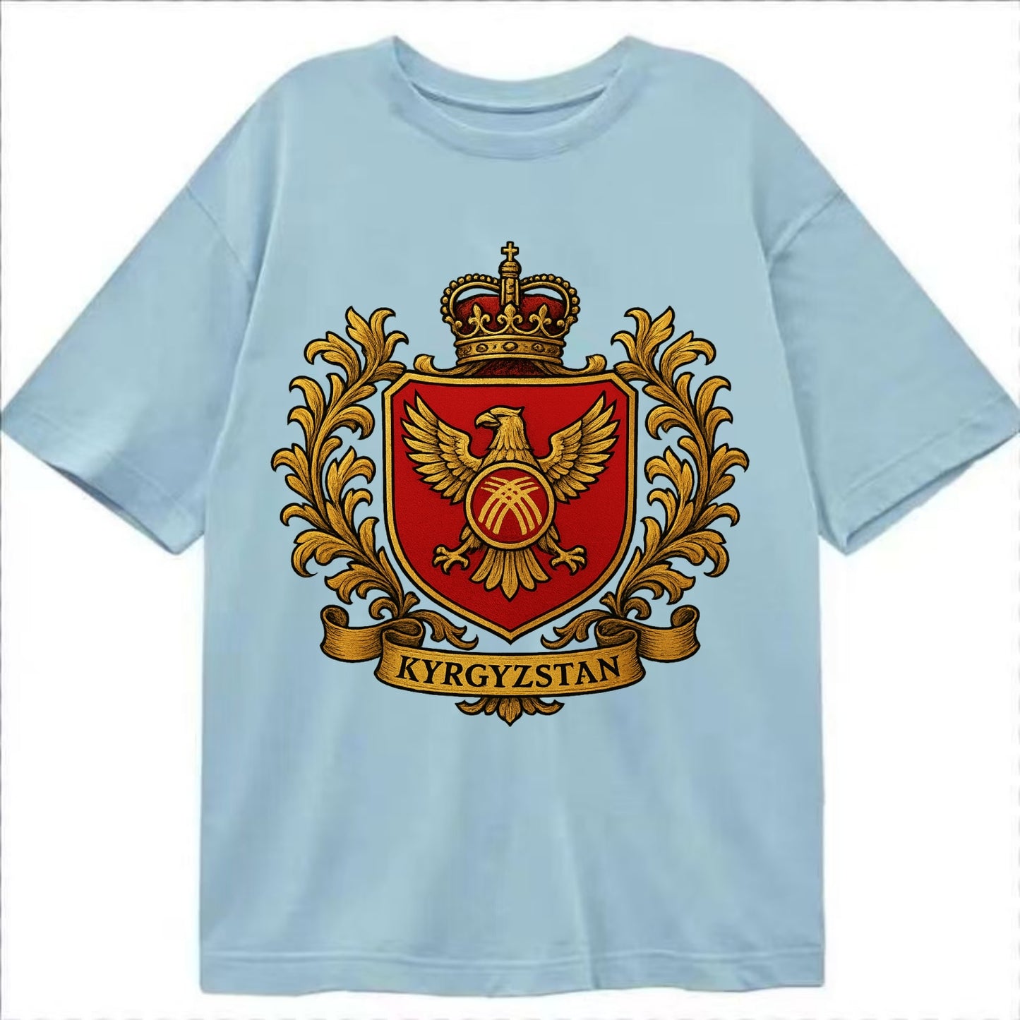Kyrgyzstan Heritage Badge  - Classic T-shirt - Light Blue