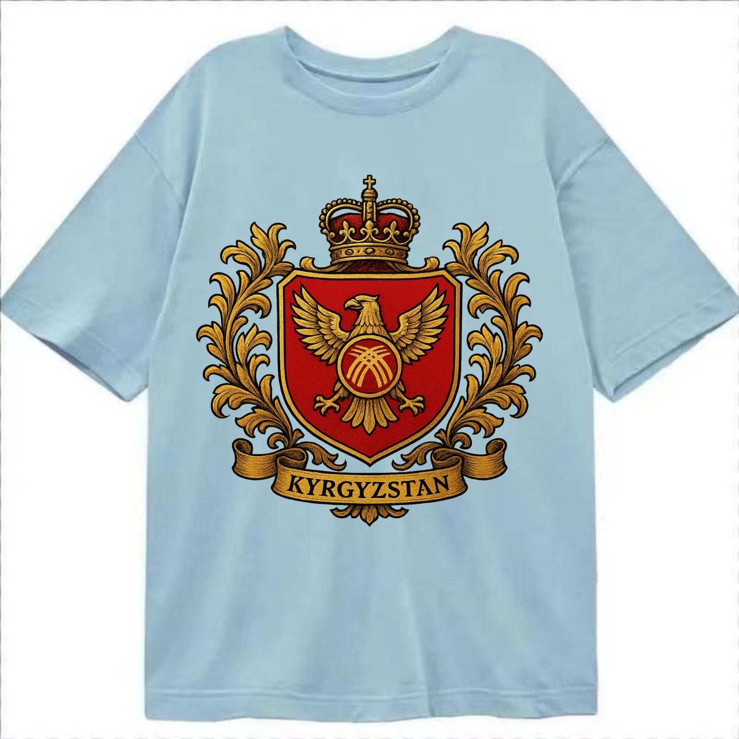 Kyrgyzstan Heritage Badge  - Classic T-shirt - Light Blue