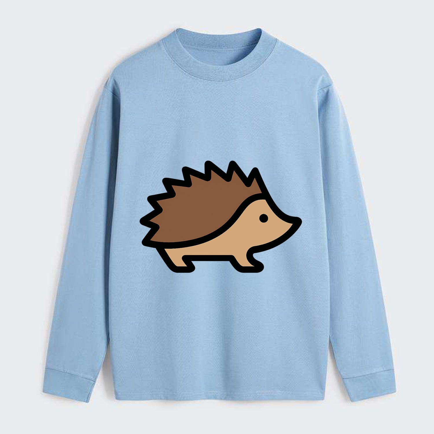Hedgehog - Brown spiky back flat side profile - Classic Long Sleeve Shirt - Light Blue