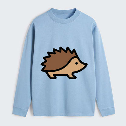 Hedgehog - Brown spiky back flat side profile - Classic Long Sleeve Shirt - Light Blue