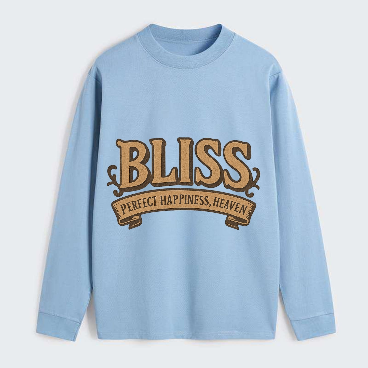 Bold typography design - "BLISS" - perfect happiness, heaven - Classic Long Sleeve Shirt - Light Blue