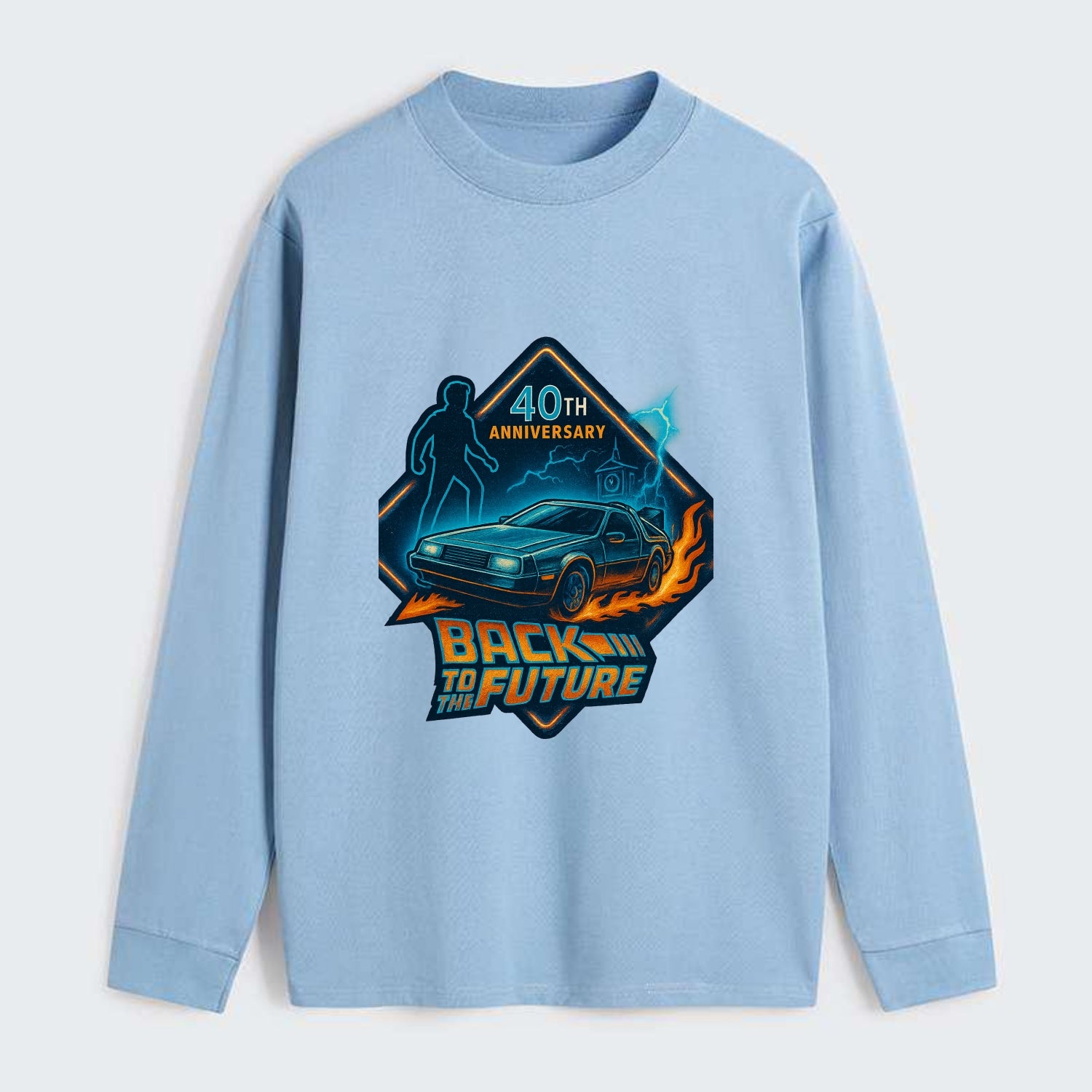 Back To The Future 40th Anniversary 2 - Classic Long Sleeve Shirt - Light Blue