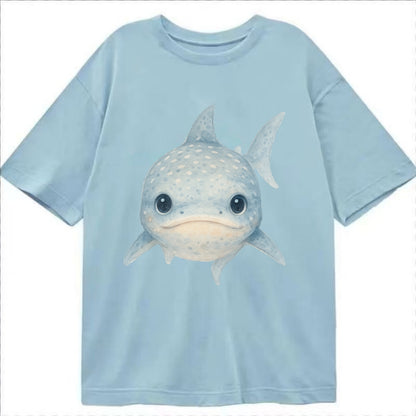 Baby Whale Shark - spotted blue-gray, wide mouth closed, tiny eyes, front-facing, - Classic T-shirt - Light Blue