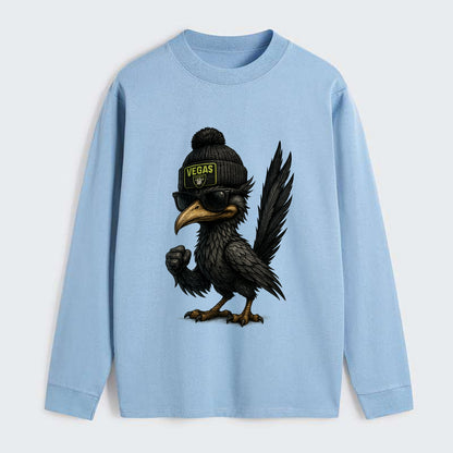 Vegas Roadrunner wearing Raiders beanie with neon patch and wayfarer - Classic Long Sleeve Shirt - Light Blue