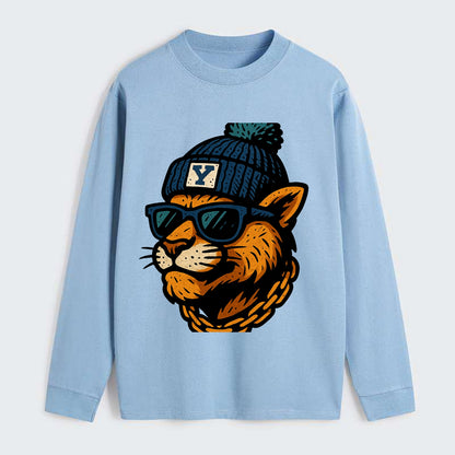 Provo Cougar wearing BYU beanie with Y patch - Classic Long Sleeve Shirt - Light Blue