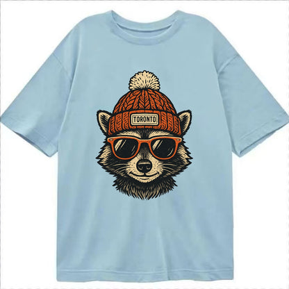 Toronto Raccoon wearing Toronto beanie with pom pom and wayfarer sunglasses - Classic T-shirt - Light Blue