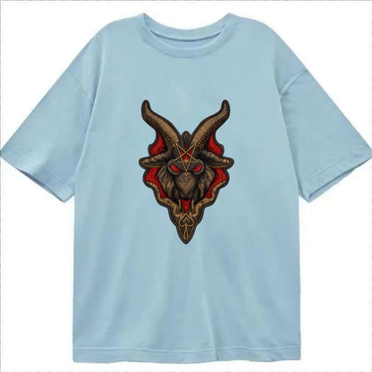 BAPHOMET HEAD - goat head symbol in black and red , occult - Classic T-shirt - Light Blue