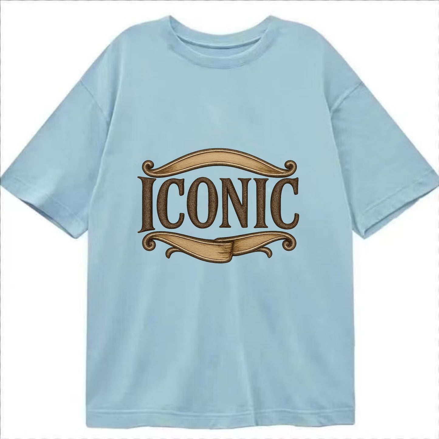 Bold typography design - "ICONIC" - instantly recognizable, trendsetter - Classic T-shirt - Light Blue