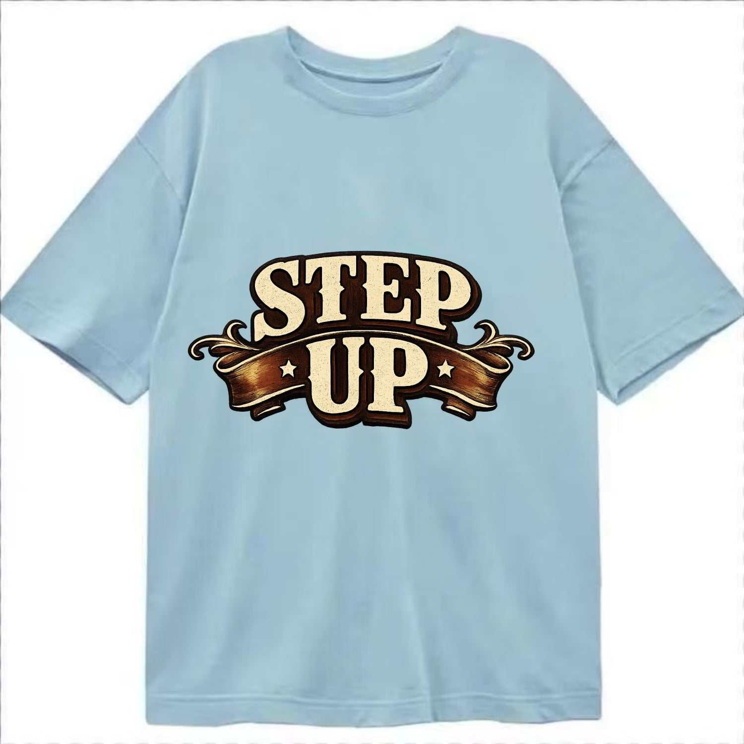 Bold typography design - "STEP UP" - rise to occasion, take charge - Classic T-shirt - Light Blue