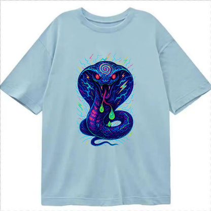 Mesmerizing cobra with hypnotic spiral patterns in the hood, scales that shimmer - Classic T-shirt - Light Blue