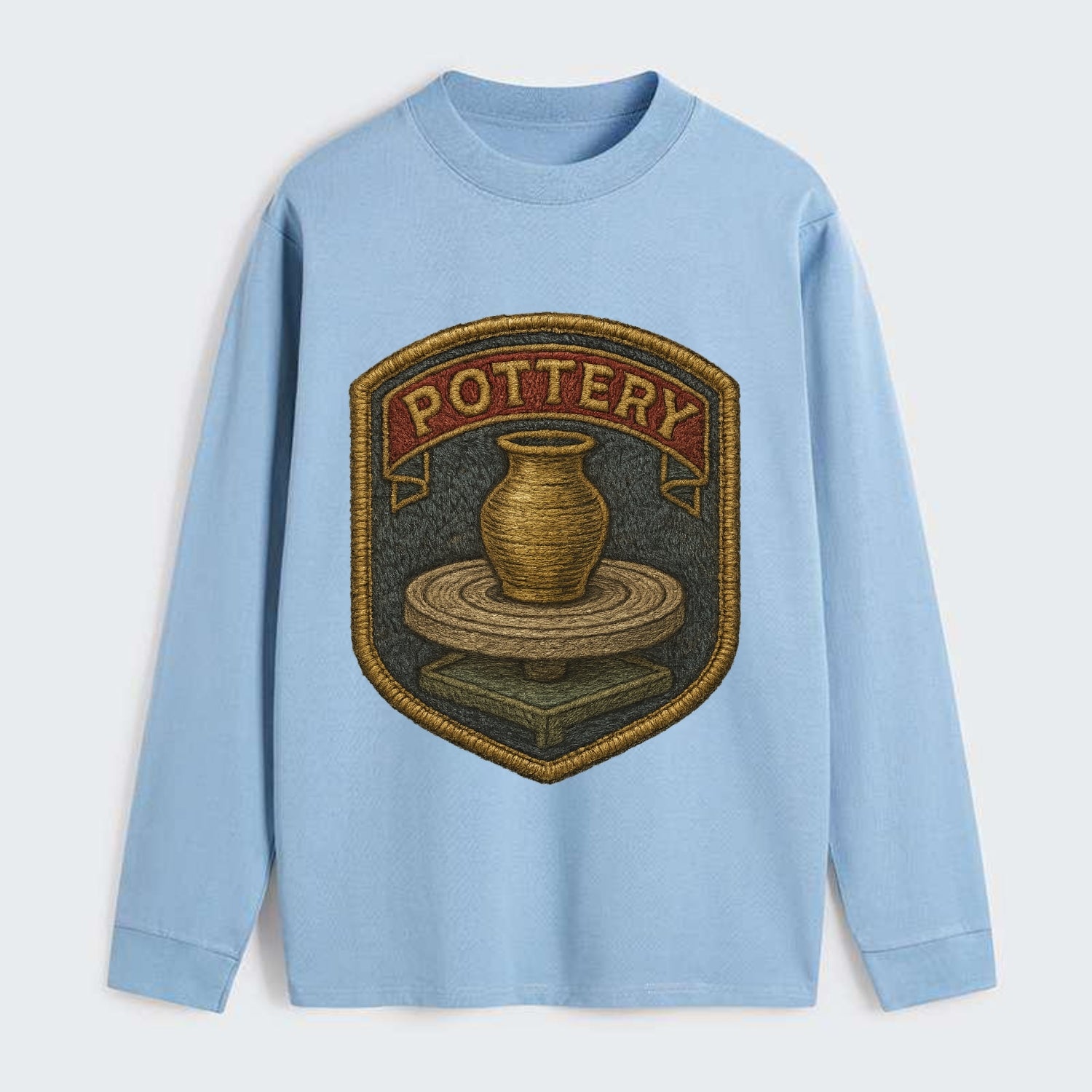 Pottery wheel with clay vessel - ceramicist symbol - Classic Long Sleeve Shirt - Light Blue