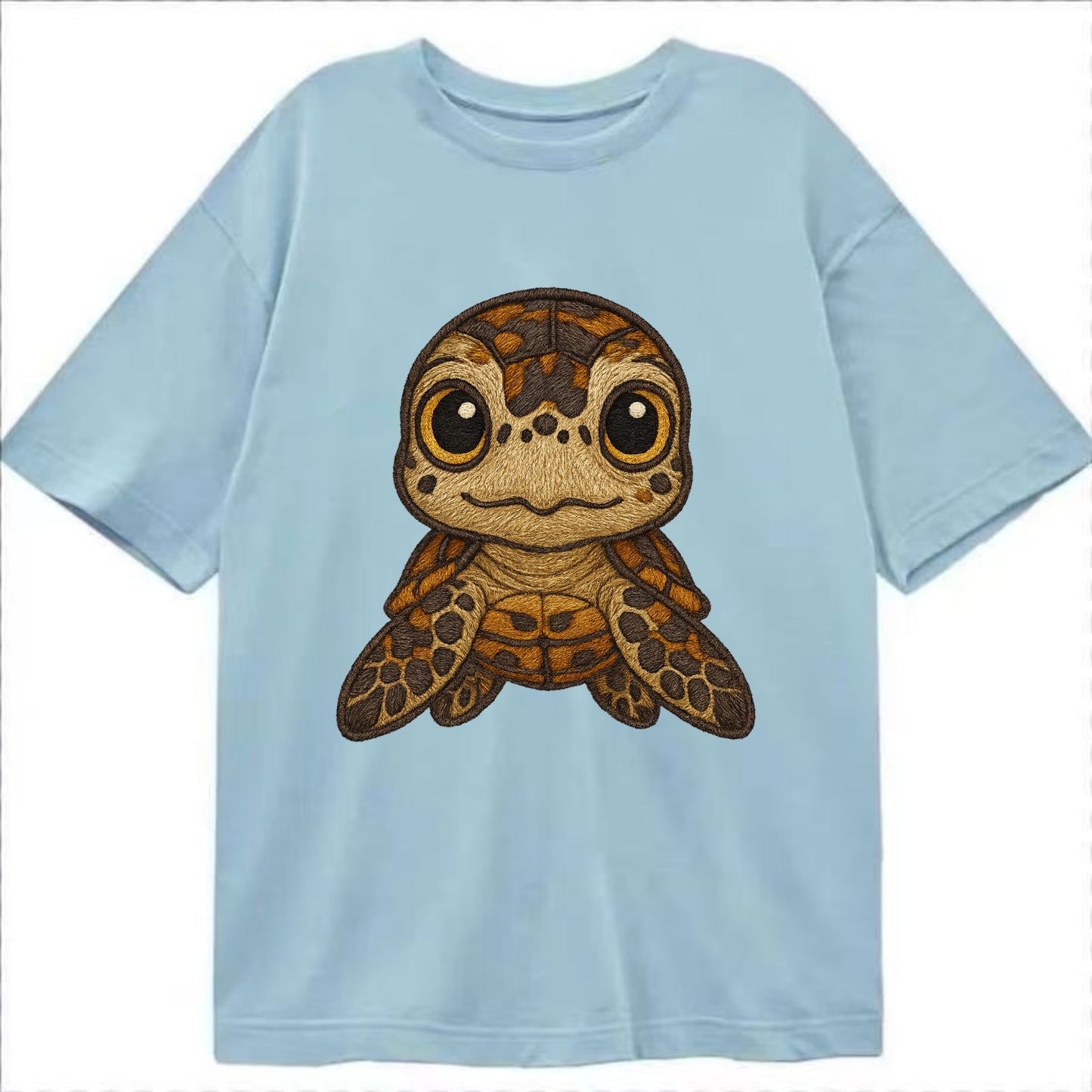 Baby Hawksbill Turtle - amber and brown shell pattern, curious golden eyes, - Classic T-shirt - Light Blue
